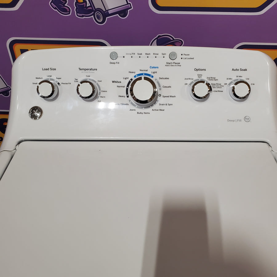GE White Top Load 4.2 Cu. Ft. Washer with Stainless Steel Basket and Dual Action Agitator GTW460ASJWW - Certified Refurbished and GE White Electric 7.2 Cu. Ft. Dryer with Aluminized Alloy Drum  16304 - GTD42EASJWW - Certified Refurbished