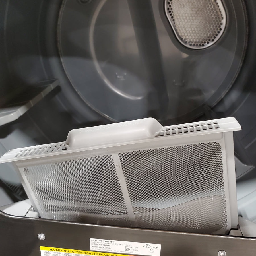 Samsung 5.0 cu. ft. Energy Star Top Load Washer with Active Water Jet in Black Stainless Steel WA50R5400AV - Certified Refurbished and Samsung Black Stainless Steel Electric 7.4 Cu. Ft. Dryer with Steam Sanitize DVE50R5400 - Certified Refurbished