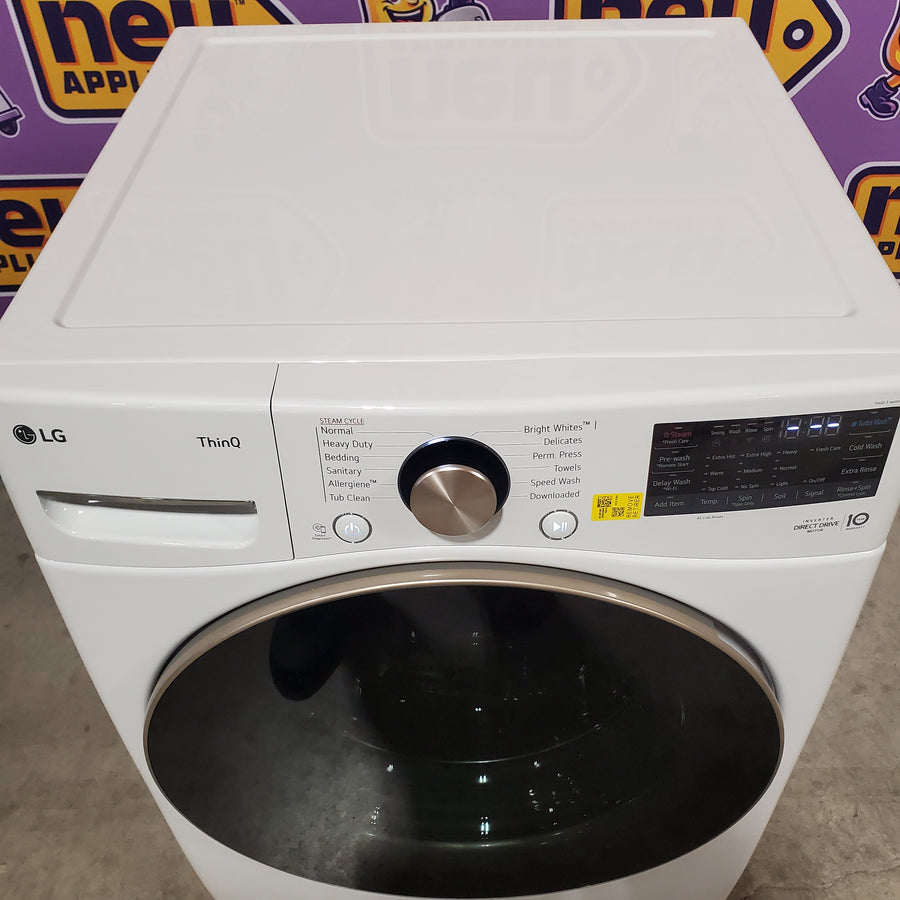 LG 4.5 cu. ft. Front Load Washer with Steam and Built-In Intelligence in White WM4000HWA - Scratch & Dent (Moderate) and LG 7.4 cu. ft. Front Load Electric Dryer with TurboSteam and Sensor Dry Technology in White 16296 - DLEX4000W - Scratch & Dent (Minor)
