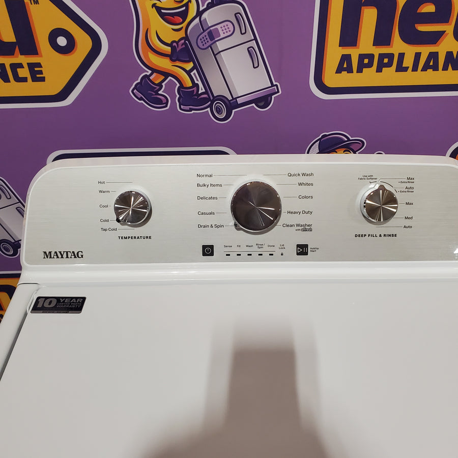 Maytag 4.5 cu. ft. Capacity Top Load Washer with Power™ Agitator and Deep Fill MVW4505MW - Open Box and Maytag 7.0 cu. ft. Capacity Top Load Electric Wrinkle Prevent Dryer MED4500MW - Scratch & Dent (Minor)
