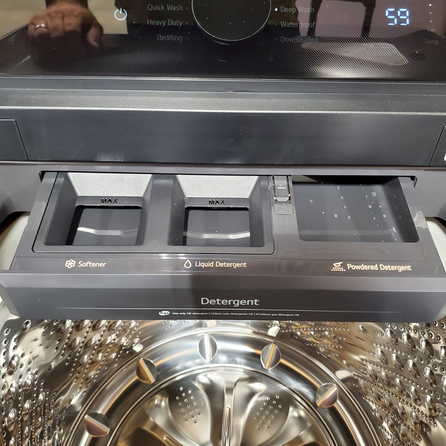 LG Impeller Extra Large 5.5-cu ft Top-Load Washer in Matte Black WT8400CB - Open Box and LG 7.3-cu ft Vented Gas Dryer in Matte Black DLG8401BE - Scratch & Dent (Minor)