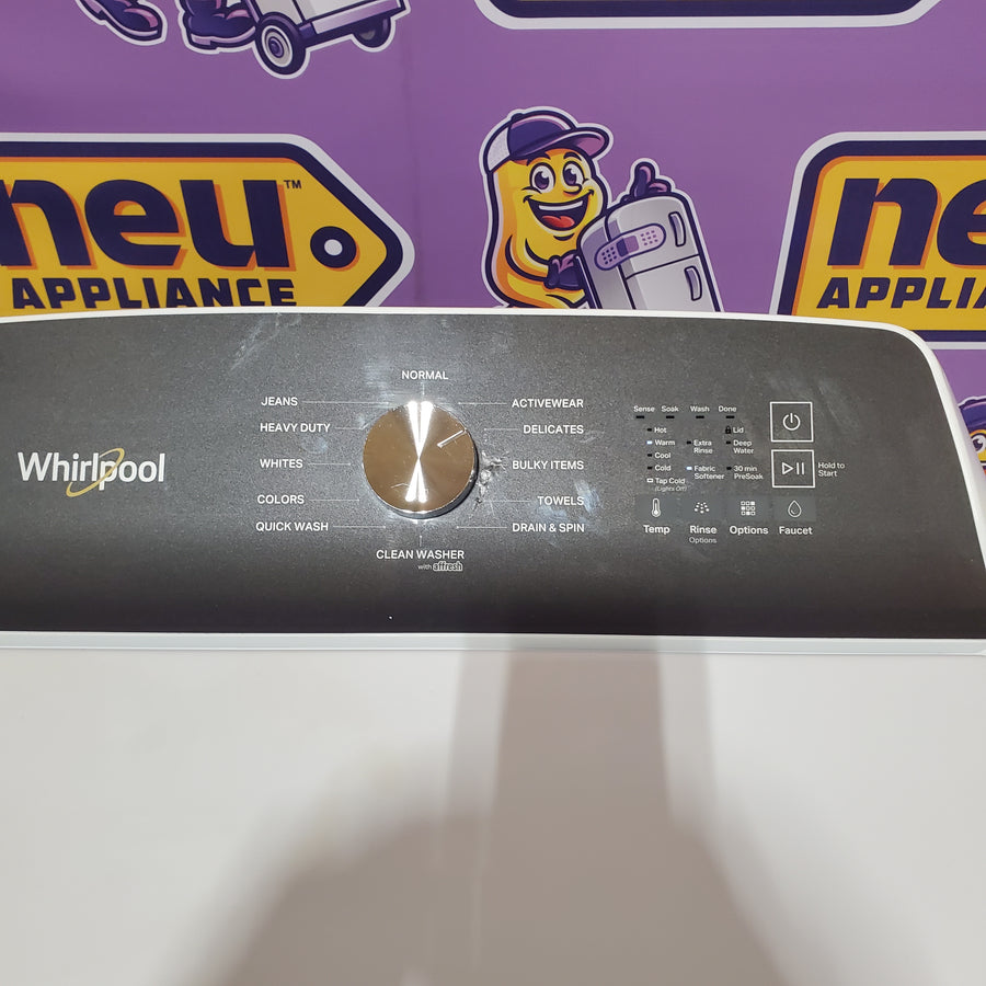 Whirlpool 4.5 Cu. Ft. Top Load Agitator Washer with Built-In Faucet WTW5015LW - Certified Refurbished and Whirlpool Top Load Style Electric Moisture Sensing 7.0 Cu. Ft. Dryer with Steam WED5050LW - Scratch & Dent (Minor)