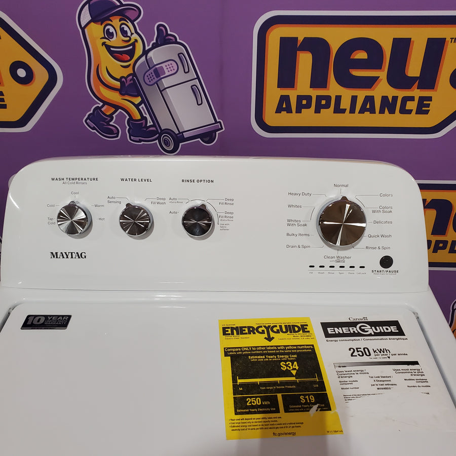 Maytag Top Load 3.8 cu. ft. Washer with Deep Fill and Quick Wash Cycle MVW4005SW - Scratch & Dent (Minor) and Maytag Top Load Electric Wrinkle Prevent 7.0 cu. ft. Dryer with Auto Dry MED4005SW - Scratch & Dent (Moderate)