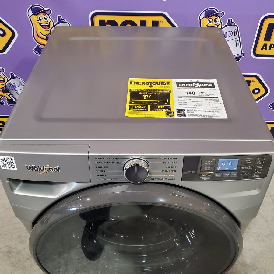 Whirlpool 4.5 cu. ft. Smart Front Load ENERGY STAR® Washer with FreshFlow™ Vent System WFW5720RR - Scratch & Dent (Minor) and Whirlpool 7.4 cu. ft. 240-Volt Stackable Electric Vented Dryer with Steam Refresh WED90HEFC - Certified Refurbished