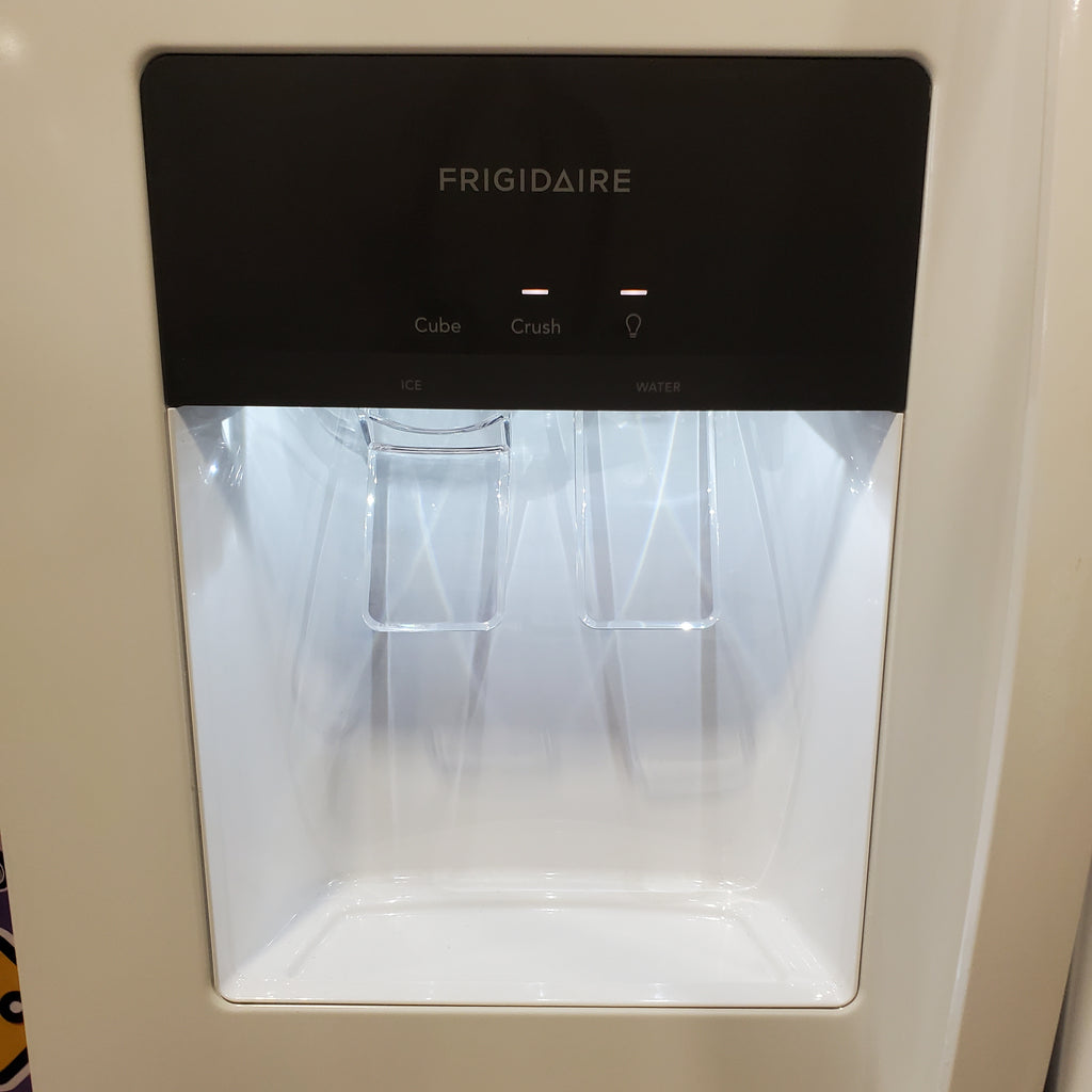 Frigidaire 25.6 cu. ft. Side by Side Refrigerator in White with Exterior Ice and Water Dispenser 22221428 - FRSS2623AW - Scratch & Dent (Minor)