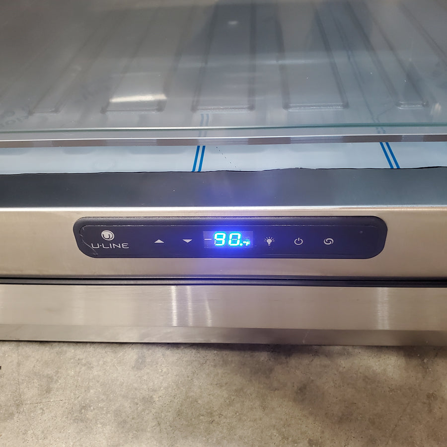 U-Line 24 Inch Undercounter Refrigerator with 5.2 cu. ft. Capacity, 94-Bottle Capacity, 148-Can Capacity, LED Lighting, Digital Touch Pad Control, Convection Cooling, and Reversible Soft Close Door UHRE524-IG01A - Scratch & Dent (Minor)