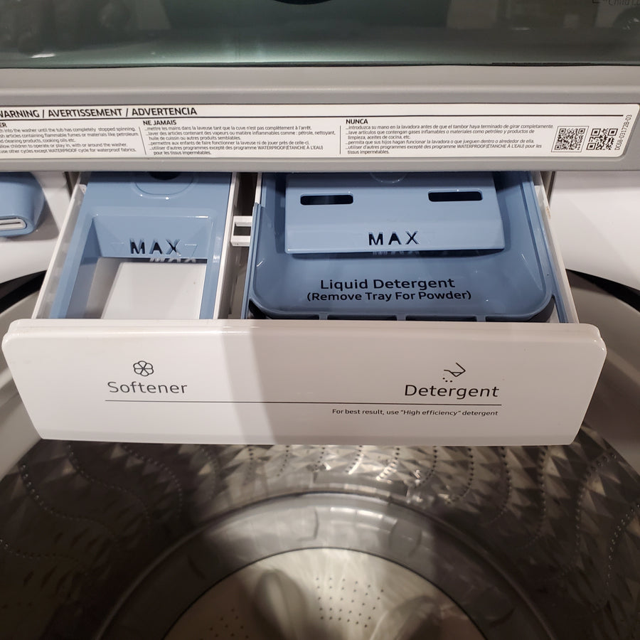 Samsung 4.5-cu ft High Efficiency Impeller Medium Top-Load Washer in White WA45T3400AW - Certified Refurbished and Samsung 7.2-cu ft Electric Dryer in White DV400EWHDWR - Certified Refurbished