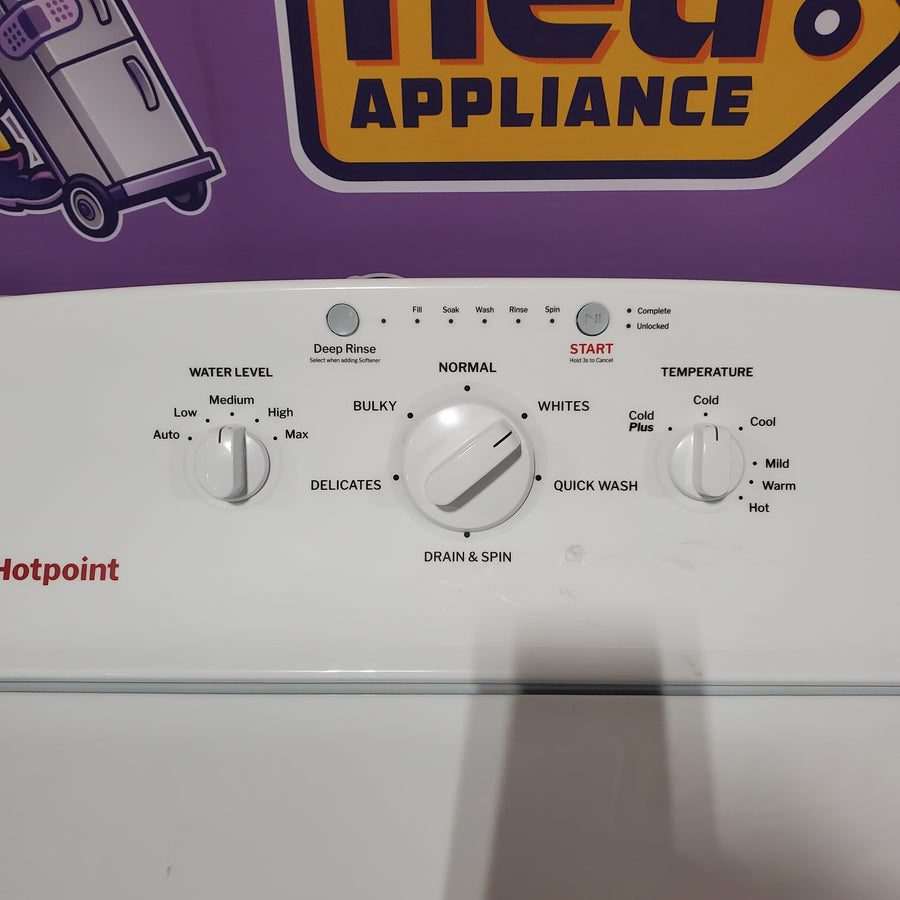 Hotpoint® 4.0 cu. ft. Capacity Washer with Cold Plus and Water Level Control HTW265ASWWW - Scratch & Dent (Moderate) and Hotpoint 6.2 cu. ft. Capacity Electric Dryer with Up To 120 ft. Venting and Shallow Depth HTX26EASWWW - Open Box