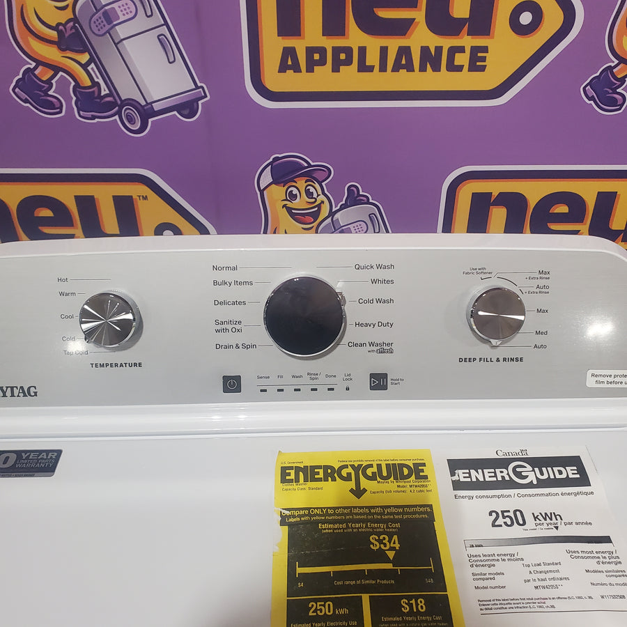 Maytag 4.2 Cu. Ft. Capacity Top Load Washer in White MTW4205SW - Scratch & Dent (Minor)