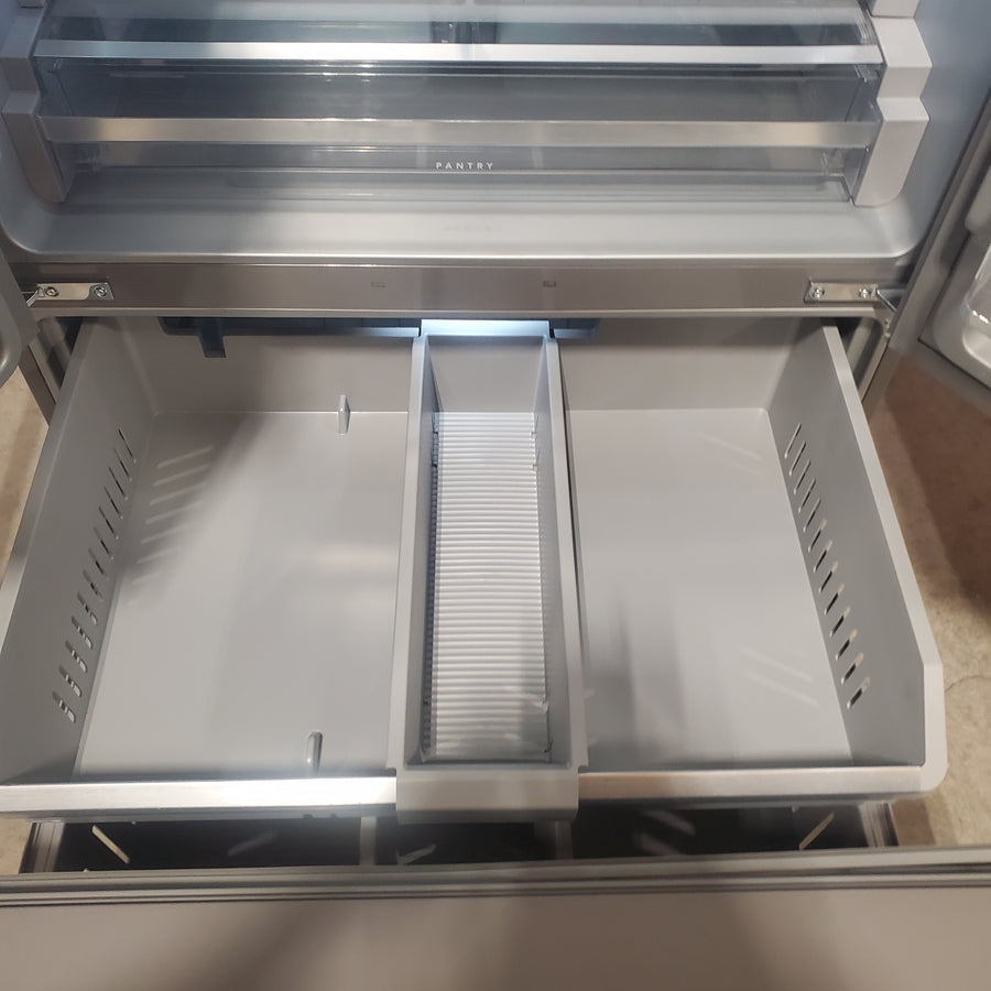 KitchenAid 36 in. 30 cu. ft. Standard Depth French Door Refrigerator in PrintShield Stainless with Exterior Water and Ice KRFF436SPS - Scratch & Dent (Minor)