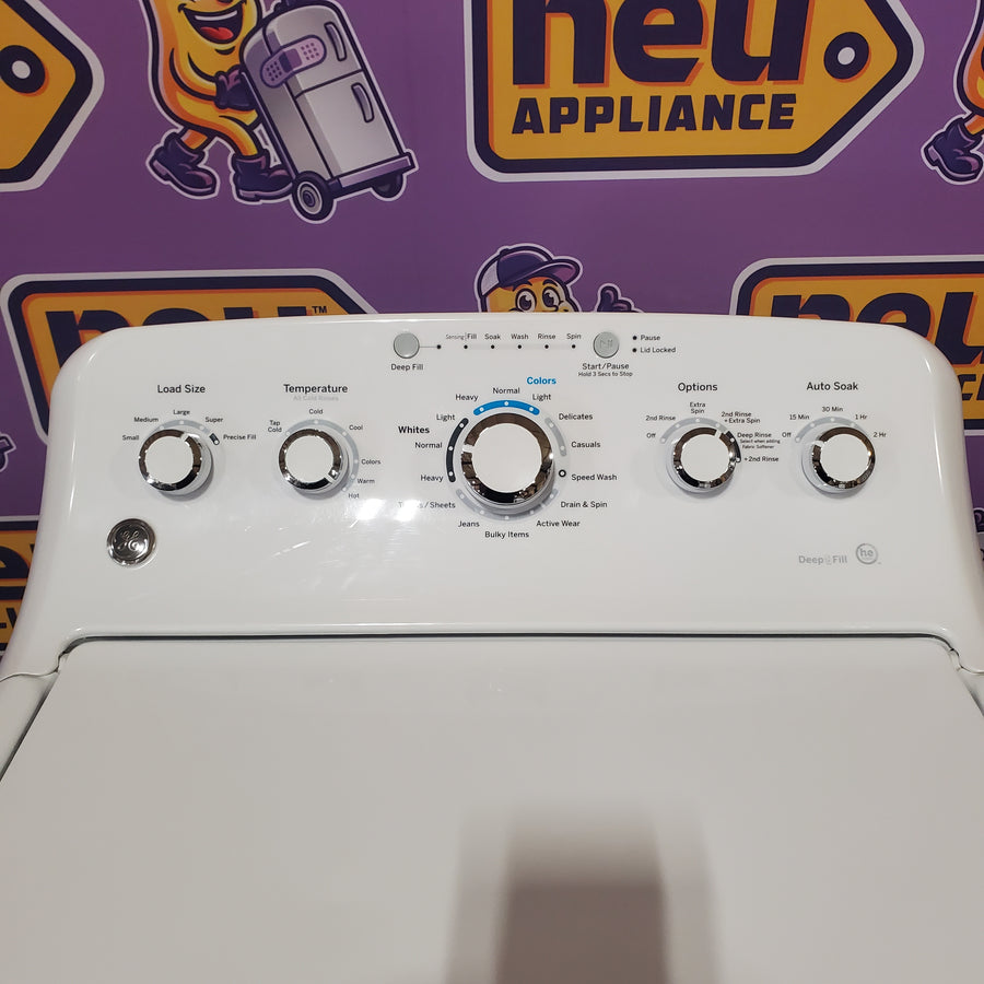 GE White Top Load 4.2 Cu. Ft. Washer with Stainless Steel Basket and Dual Action Agitator GTW460ASJWW - Certified Refurbished