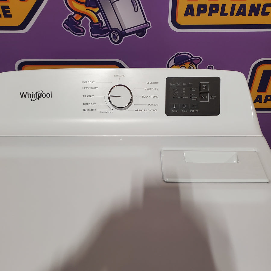 Whirlpool 4.2-4.3 Cu. Ft. Top Load Washer with 2-in-1 Removable Agitator and Soft Close Glass Lid WTW4307SW - Scratch & Dent (Minor) and Whirlpool 7.0 cu. ft. Electric Dryer with Adaptive Dry and Wrinkle Shield™ Option WED4307SW - Scratch & Dent (Minor)