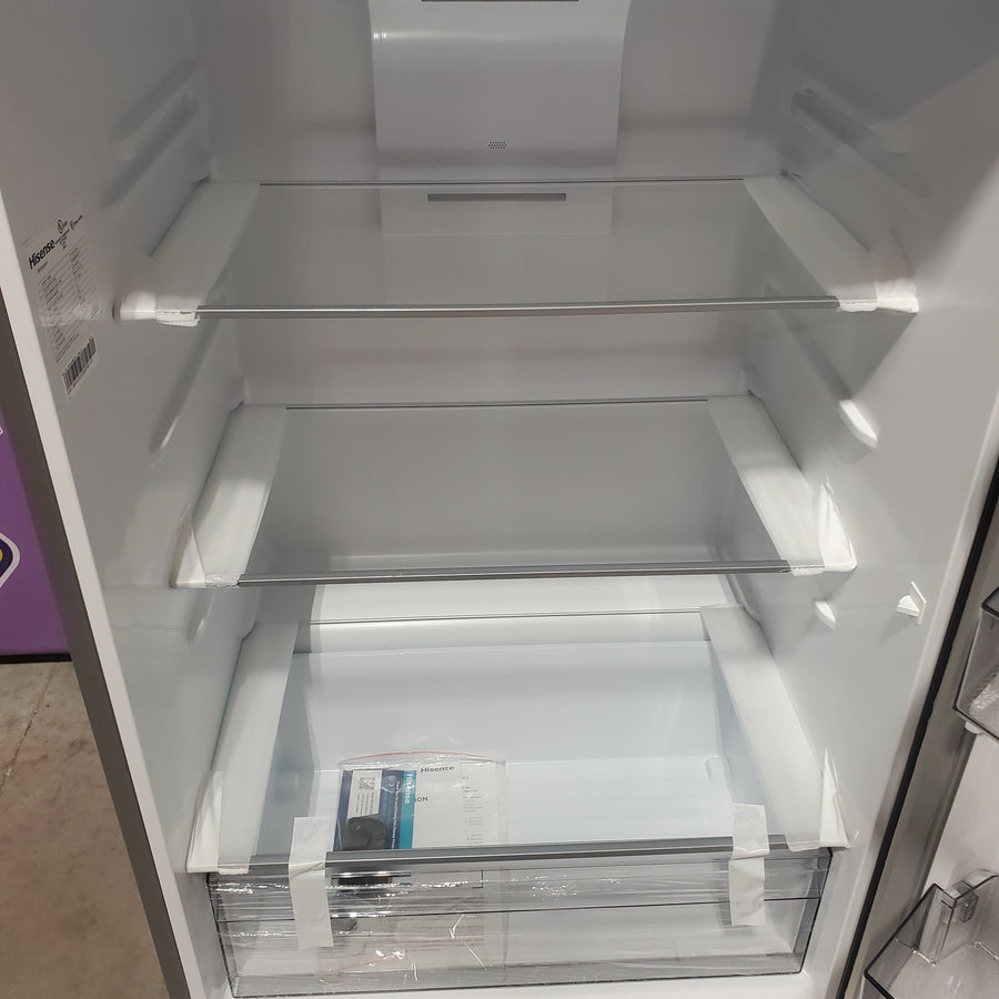 Hisense 18.1-cu ft Counter-Depth 30-in Wide Top-Freezer Refrigerator Garage Ready ENERGY STAR Certified in Stainless Steel RT180N3SSEH - Scratch & Dent (Minor)