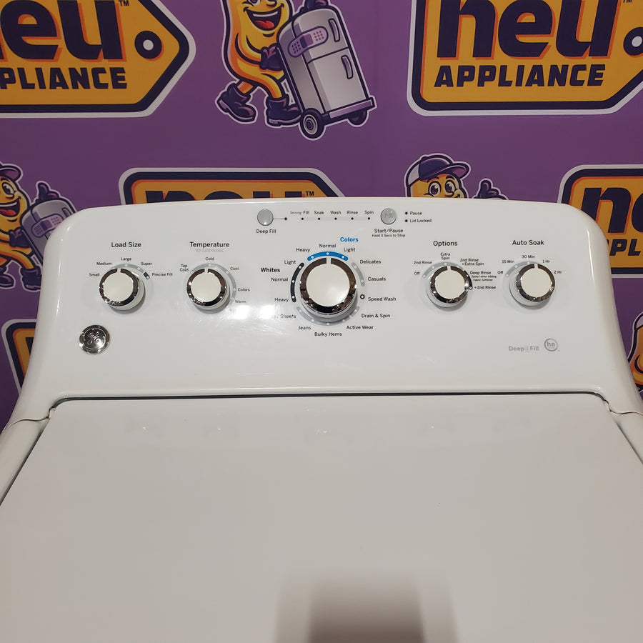 GE® 4.5 cu. ft. Capacity Washer with Stainless Steel Basket in White GTW465ASNWW - Certified Refurbished and GE White Electric 7.2 Cu. Ft. Dryer with Aluminized Alloy Drum GTD42EASJWW - Certified Refurbished