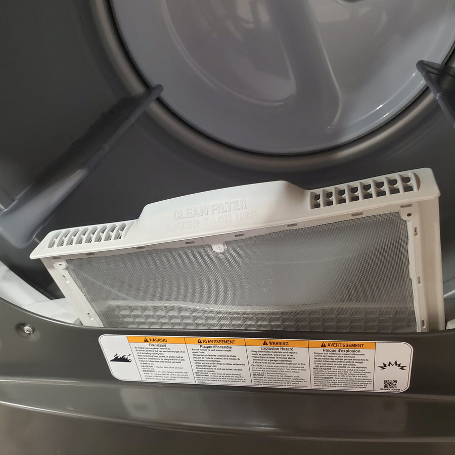 LG 4.1 cu. ft. Top Load Washer with 4-Way Agitator® and TurboDrum™ Technology  WT6105CM - Certified Refurbished and LG 7.3 cu. ft. Ultra Large High Efficiency Electric Dryer in Monochrome Grey DLE6100M - Scratch & Dent (Minor)