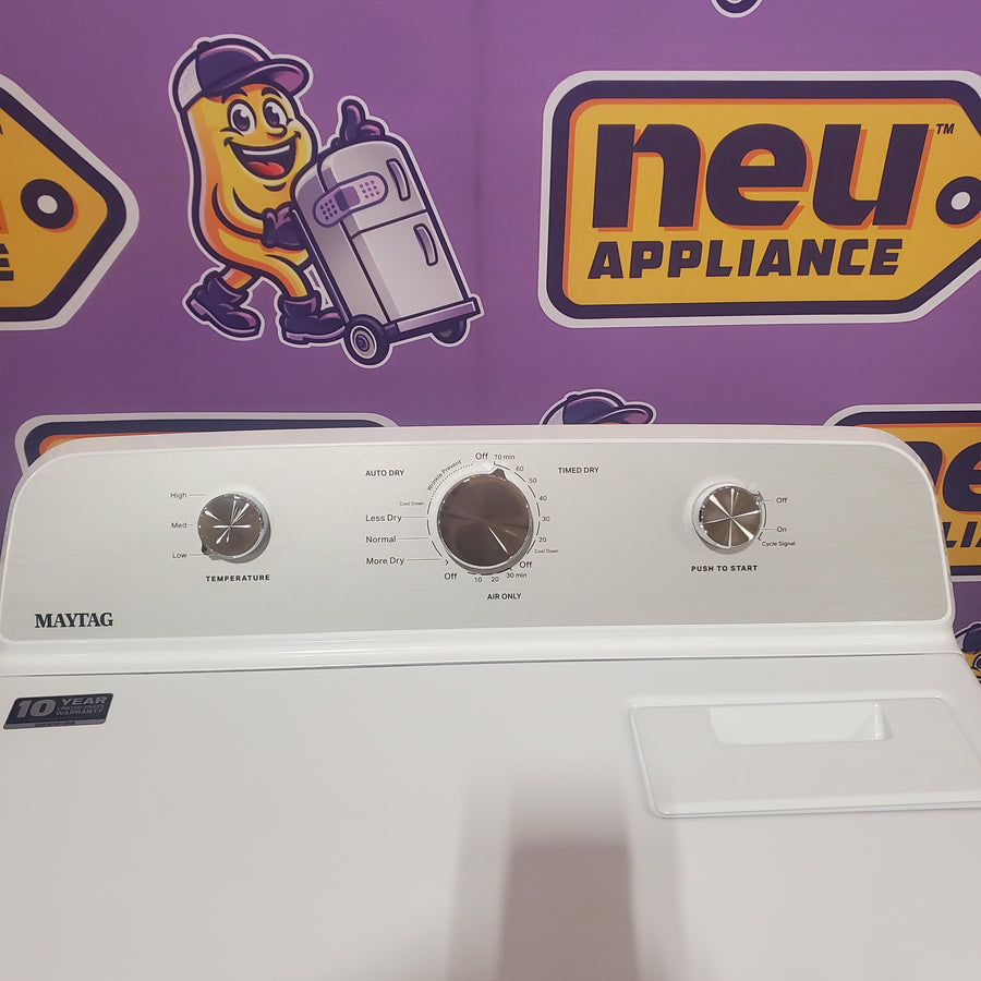 Maytag 4.7 cu. ft. Top Load Washer with Agitator, Pet Pro Option and Extra Power in White MTW5605RW - Open Box and Maytag 7.0 cu. ft. Capacity Top Load Electric Wrinkle Prevent Dryer MED4500MW - Scratch & Dent (Minor)