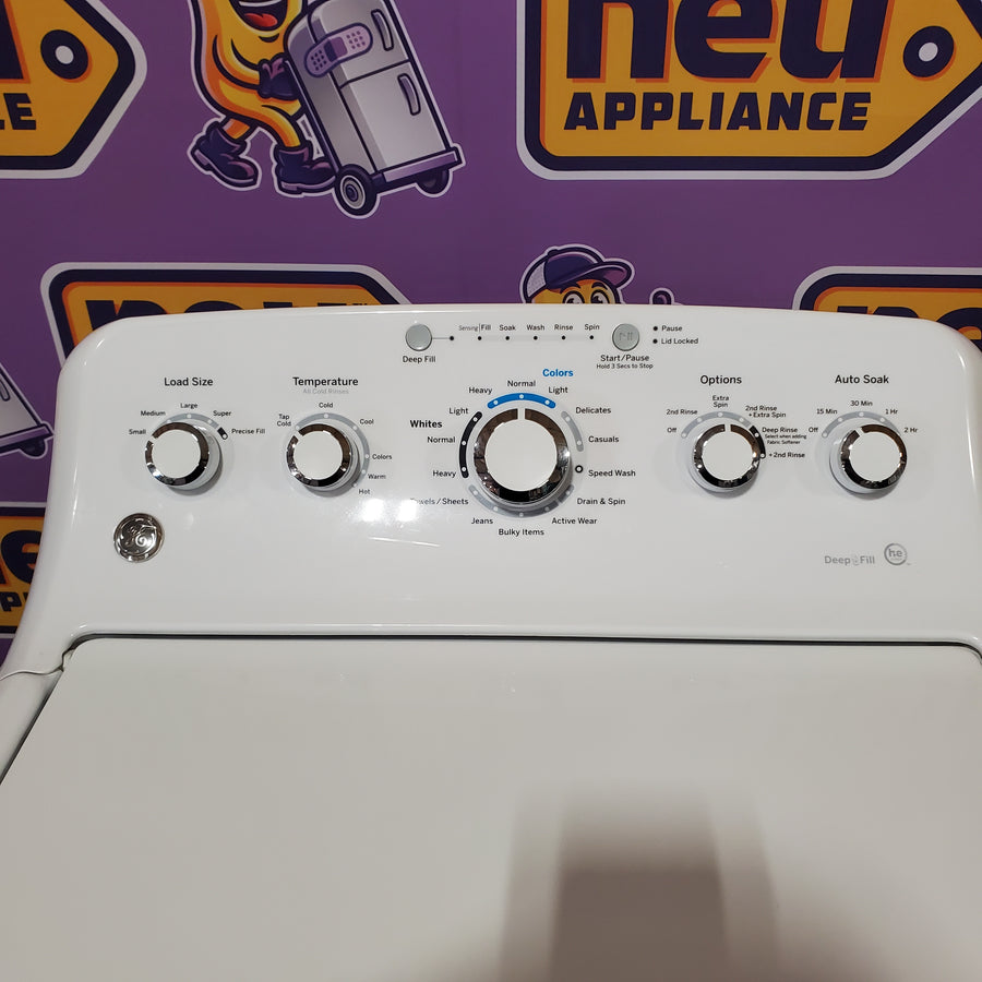 GE White Top Load 4.2 Cu. Ft. Washer with Stainless Steel Basket and Dual Action Agitator GTW460ASJWW - Certified Refurbished
