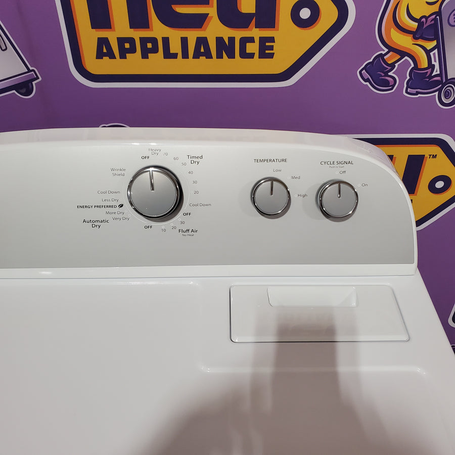 Whirlpool 3.8 cu. ft. Top Load Washer with Stainless Steel Wash Basket and 360 Wash Agitator WTW4816TW - Open Box and Whirlpool White Electric Extra Large 7.0 Cu. Ft. Dryer with Wrinkle Shield WED4815EW - Open Box