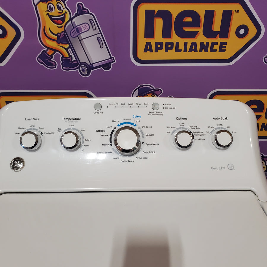 GE White Top Load 4.2 Cu. Ft. Washer with Stainless Steel Basket and Dual Action Agitator GTW460ASJWW - Certified Refurbished