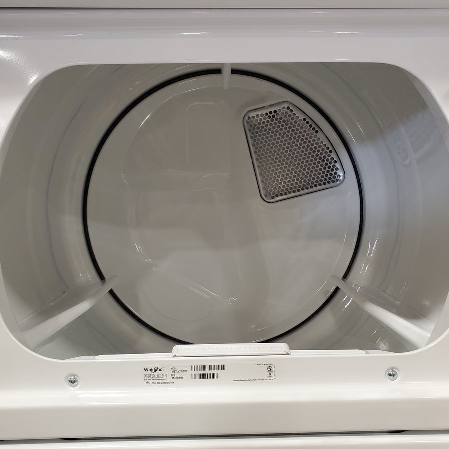 Whirlpool Long Vent Stacked 3.5 Cu. Ft. Laundry Center with 9 Wash Cycles, Auto Dry Technology, and Dual Action Agitator with Fabric Softener Dispenser WETLV27HW - Certified Refurbished