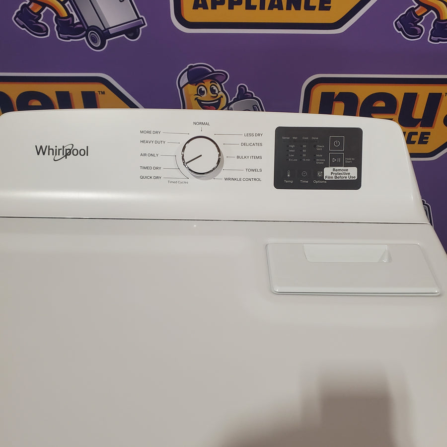 Whirlpool 4.2-4.3 Cu. Ft. Top Load Washer with 2-in-1 Removable Agitator and Soft Close Glass Lid WTW4307SW - Scratch & Dent (Minor) and Whirlpool 7.0 cu. ft. Electric Dryer with Adaptive Dry and Wrinkle Shield™ Option WED4307SW - Scratch & Dent (Minor)
