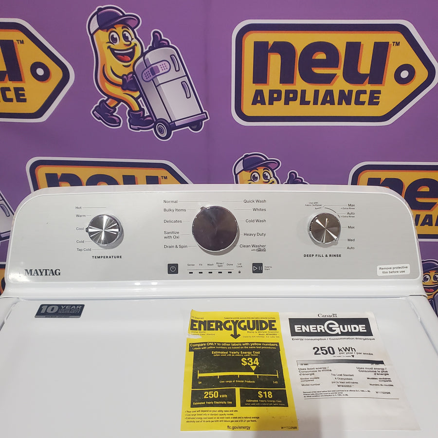 Maytag 4.2 Cu. Ft. Capacity Top Load Washer in White MTW4205SW - Scratch & Dent (Minor) and MayTag 7.0 cu. ft. Top Load Electric Wrinkle Prevent Dryer MED4500MW - Scratch & Dent (Minor)