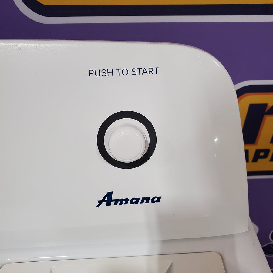 Amana Top Load 3.5 Cu. Ft. Washer with Dual Action Agitator, and Porcelain Tub NTW4516FW - Scratch & Dent (Minor) and Amana 6.5 Cu. Ft. Electric Dryer with Wrinkle Shield Option and Automatic Dryness Control NED4655EW - Certified Refurbished