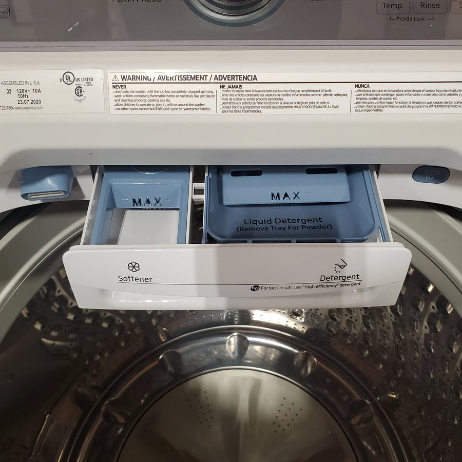 Samsung ENERGY STAR 5.0 cu. ft. Top Load Washing Machine with Active Water Jet 3511213 - WA50R5200AW - Certified Refurbished