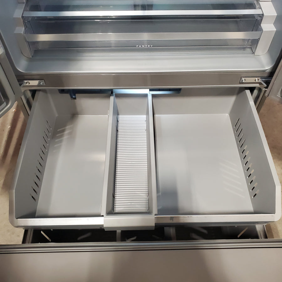 KitchenAid 36 in. 30 cu. ft. Standard Depth French Door Refrigerator in PrintShield Stainless with Exterior Water and Ice KRFF436SPS - Scratch & Dent (Moderate)