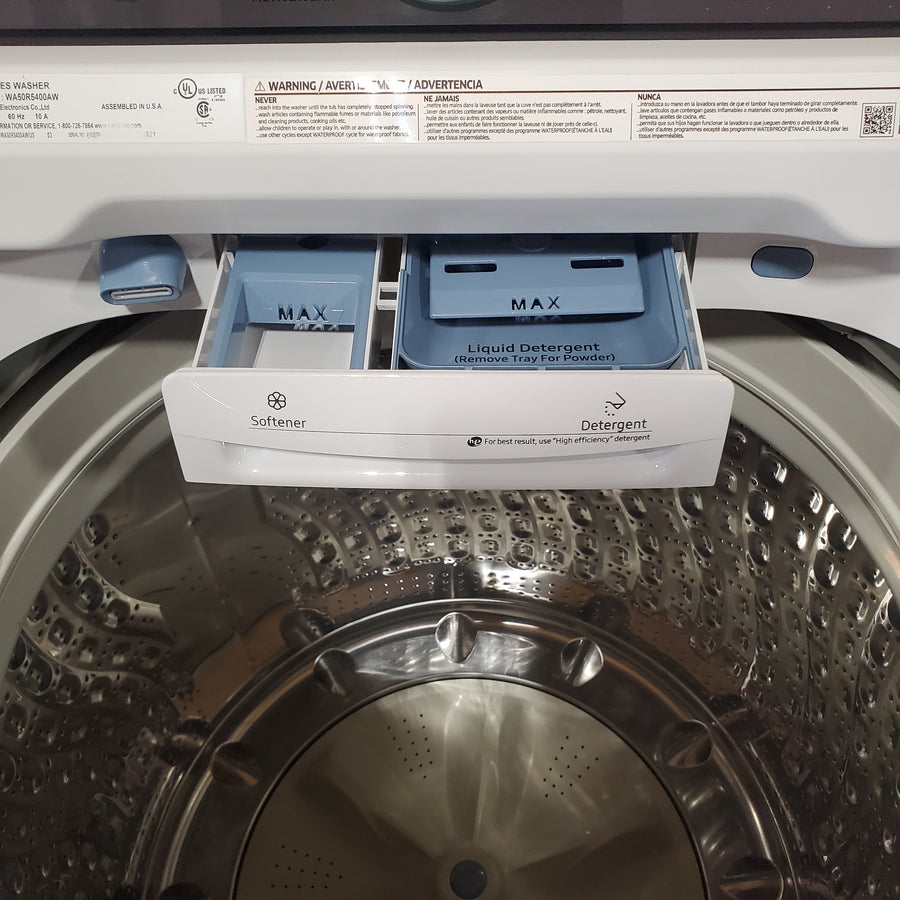 Samsung Top Load 5.0 Cu. Ft. Washer with Super Speed in White WA50R5400AW - Certified Refurbished