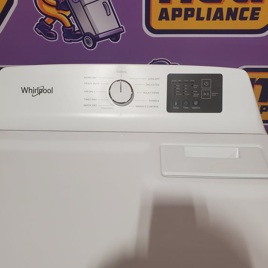 Whirlpool 4.2-4.3 Cu. Ft. Top Load Washer with 2-in-1 Removable Agitator and Soft Close Glass Lid WTW4307SW - Scratch & Dent (Minor) and Whirlpool 7.0 cu. ft. Electric Dryer with Adaptive Dry and Wrinkle Shield™ Option WED4307SW - Open Box