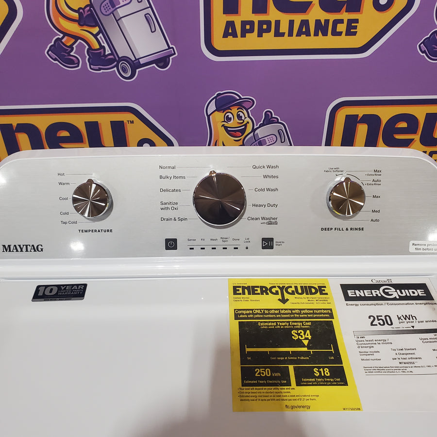 Maytag 4.2 Cu. Ft. Capacity Top Load Washer in White MTW4205SW - Open Box