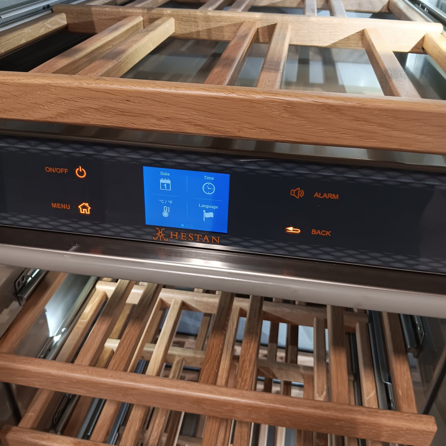 Hestan 24 Inch Built In Dual Zone Wine Column with 72 Bottles Capacity, Triple - Paned Glass Door, Multi LED Light, Electronic Cooling Zone, EvenFlow Air Circulating Technology™, The FreshSelect™ KWCL24 - Scratch & Dent (Minor)