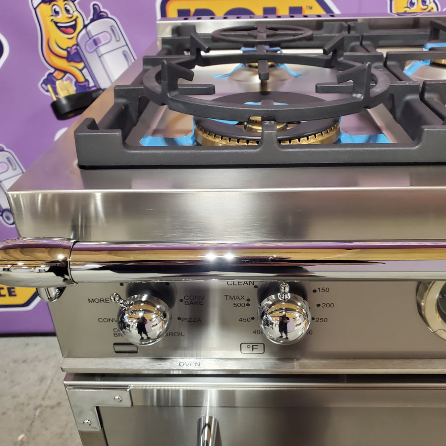 Bertazzoni 36 Inch Freestanding Dual Fuel Range with 6 Sealed Burners, 5.7 cu. ft. Capacity, Continuous Grates, Self-Cleaning, and 19000 BTU Power Burner HER366BCFEPXT - Open Box
