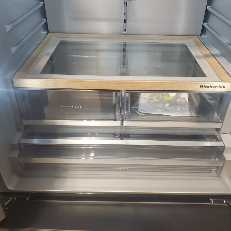 KitchenAid 30 cu. ft. French Door Refrigerator with Exterior Water and Ice in Juniper KRFF436SJP - Scratch & Dent (Minor)
