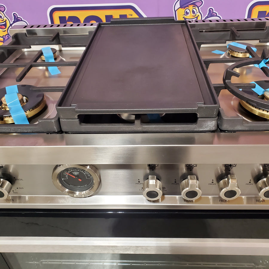 Bertazzoni 36" Professional Series Range Gas Oven 6 Brass Burners in Black PRO366BCFGMNET - Open Box
