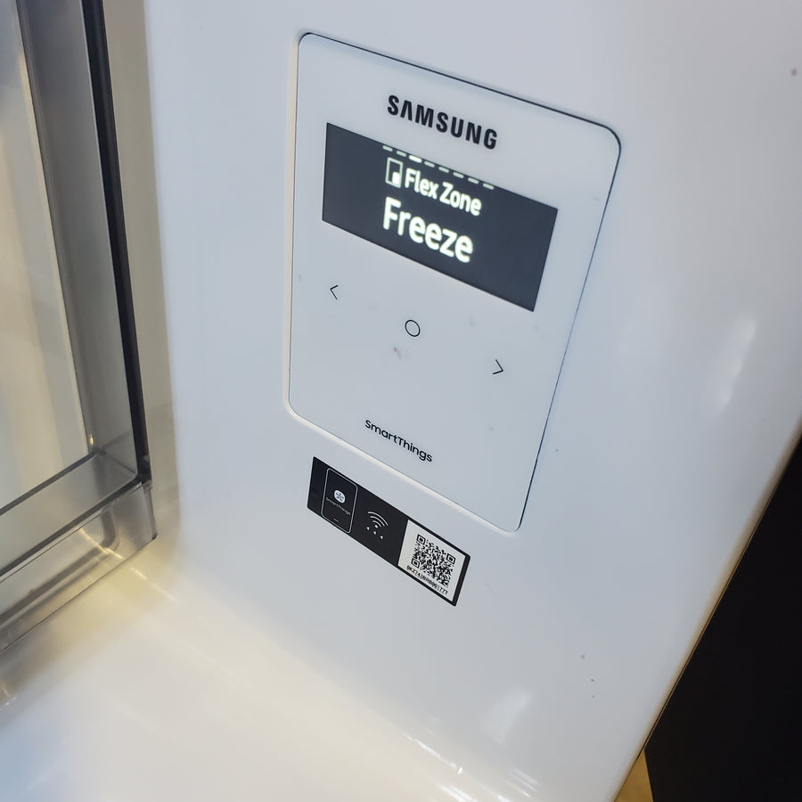 Samsung Bespoke 22.8-cu ft 4-Door Counter-depth Smart French Door Refrigerator with Dual Ice Maker and Door within Door ENERGY STAR in Navy Glass RF23A967541 - Certified Refurbished