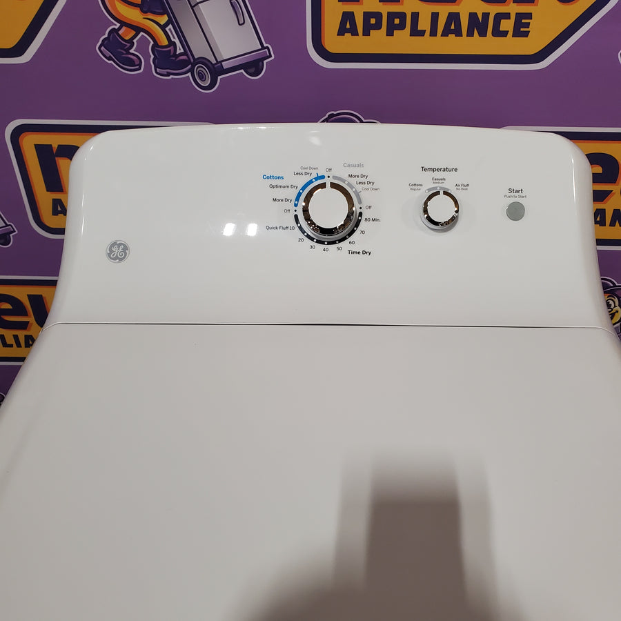 GE® 4.2 cu. ft. Capacity Washer with Stainless Steel Basket - GTW335ASNWW & GE 6.2 cu. ft. Capacity Electric Dryer with Up To 120 ft. Venting and Shallow Depth 16303 - Certified Refurbished