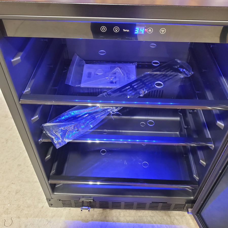 Azure 24 Inch Compact Refrigerator with Blue LED Lighting, Field Reversible Door, Auto Defrost, A.D.A. Compliant and 5.1 cu. ft. Capacity A124R-S - Scratch & Dent (Moderate)
