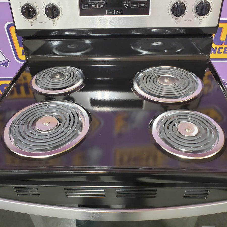 Amana 30-in 4 burners 4.8-cu ft Freestanding Electric Range in Stainless Steel ACR4303MMS - Open Box