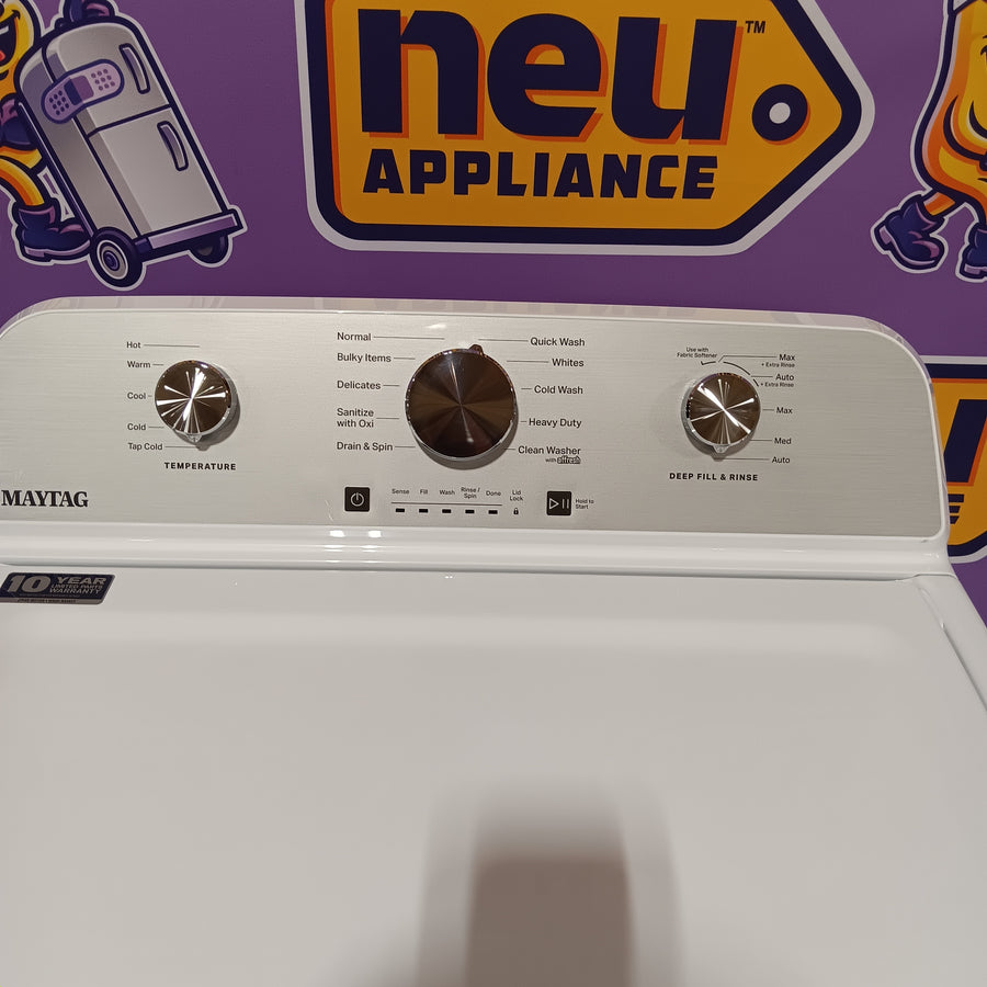 Maytag 4.2 Cu. Ft. Capacity Top Load Washer in White MTW4205SW - Scratch & Dent (Minor) and MayTag 7.0 cu. ft. Top Load Electric Wrinkle Prevent Dryer 16266 - MED4500MW - Scratch & Dent (Minor)