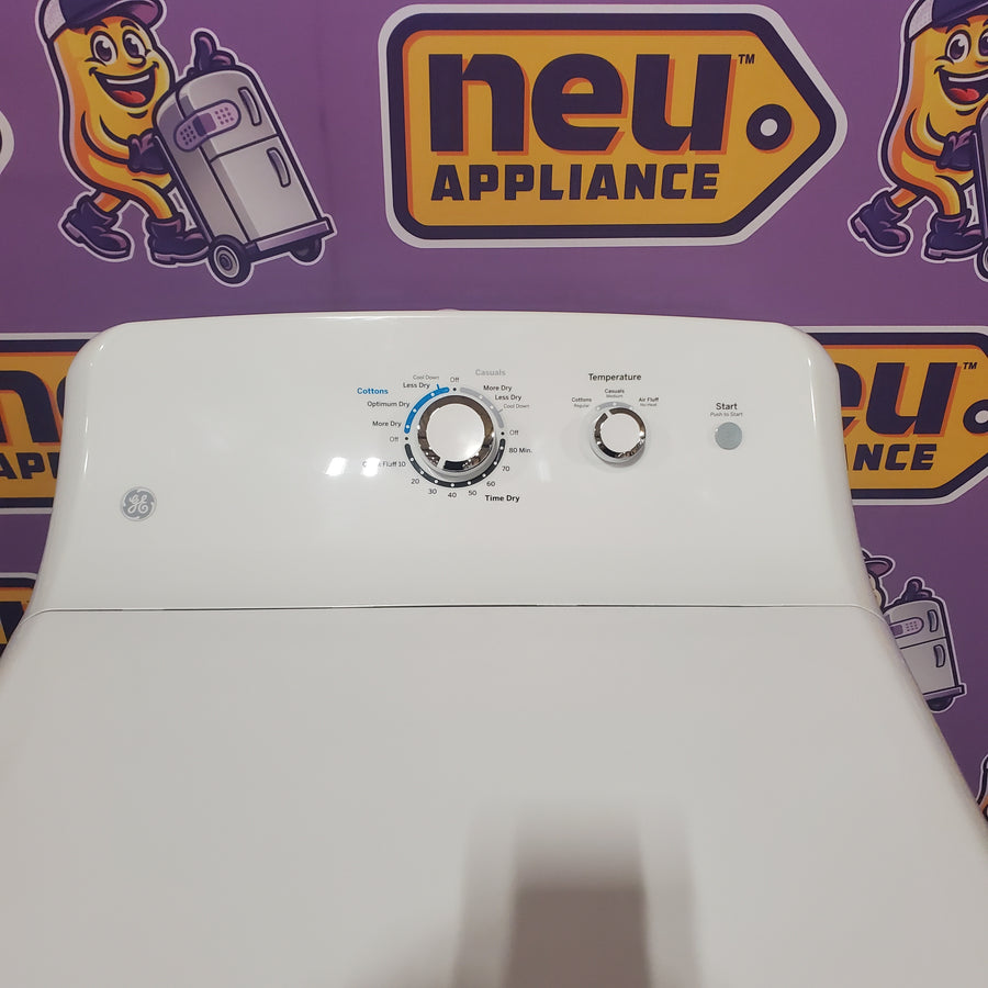 GE White Electric 6.2 Cu. Ft. Capacity Dryer with Shallow Depth and Up to 120 Ft. Venting Capability GTX33EASKWW - Scratch & Dent (Minor)