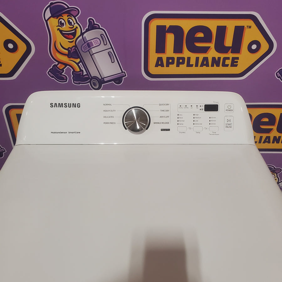 Samsung 4.5 cu. ft. Top Load Washer with Vibration Reduction Technology+ in White WA45T3200AW - Certified Refurbished and Samsung 7.2 cu. ft. Electric Dryer with Sensor Dry in White DVE45T3200W - Scratch & Dent (Minor)
