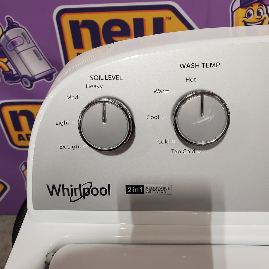 Whirlpool 3.8 cu. ft. Top Load Washer with Stainless Steel Wash Basket and 360 Wash Agitator WTW4816TW - Open Box and Whirlpool White Electric Extra Large 7.0 Cu. Ft. Dryer with Wrinkle Shield WED4815EW - Open Box