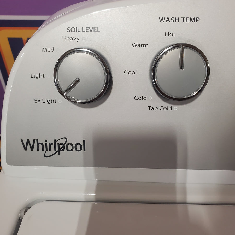 Whirlpool 4.3-cu ft  High Efficiency Impeller Medium Top-Load Washer in White WTW5000DW - Open Box and Whirlpool White Electric Extra Large 7.0 Cu. Ft. Dryer with Wrinkle Shield WED4815EW - Scratch & Dent (Minor)
