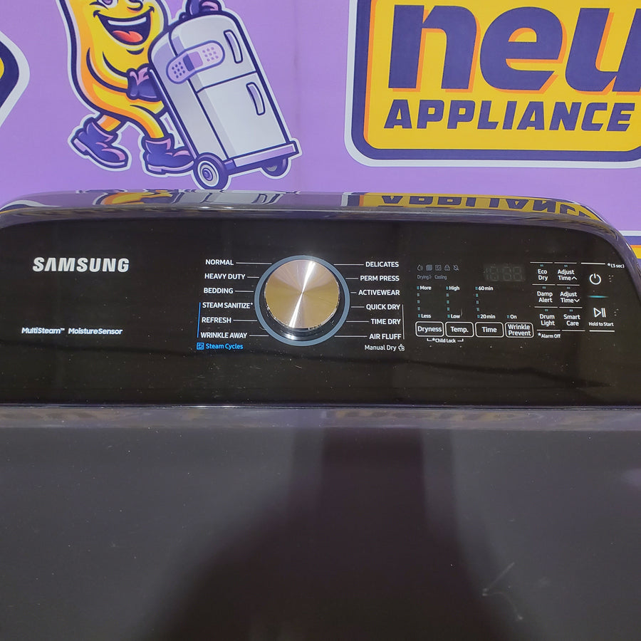 Samsung Brushed Black Top Load 5.2 Cu. Ft. Washer with SuperSpeed Wash WA52A5500AV - Certified Refurbished and Samsung Black Stainless Steel Electric 7.4 Cu. Ft. Dryer with Steam Sanitize DVE50R5400V - Certified Refurbished