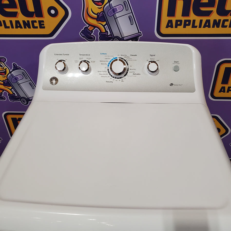 GE White Electric Aluminized Alloy Drum 7.2 Cu. Ft. Dryer with Sensor Dry and Extended Tumble GTD45EASJWS - Scratch & Dent (Moderate)