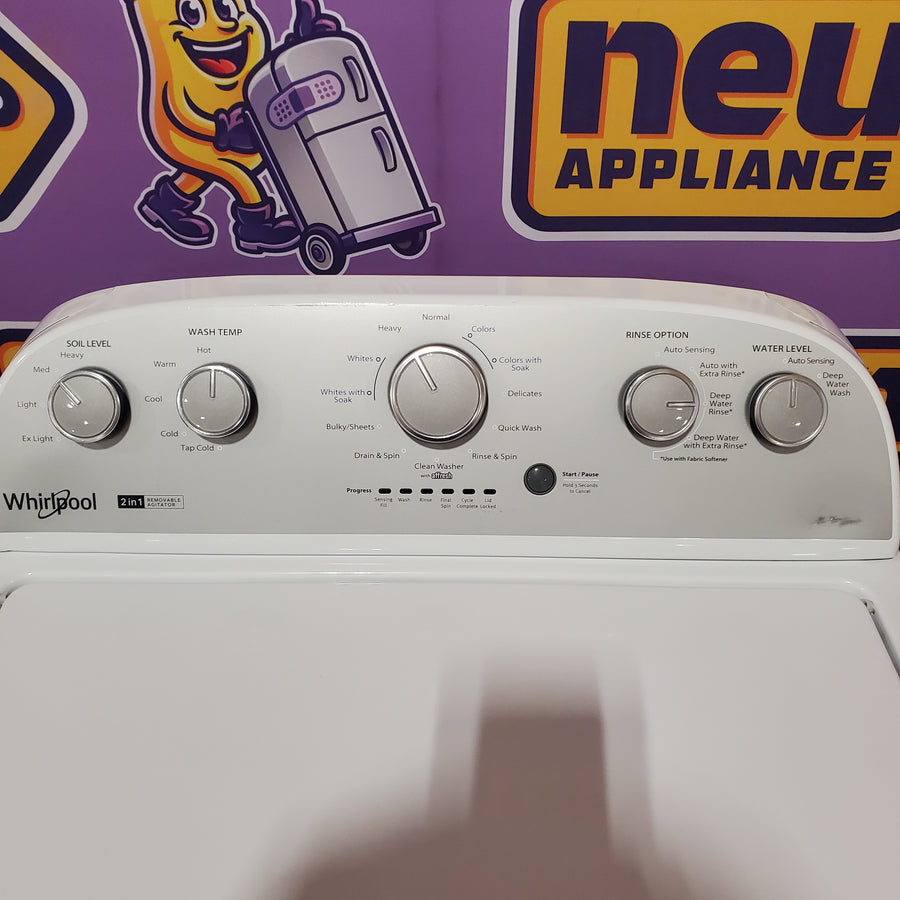 Whirlpool 3.8–3.9 Cu. Ft.  Top Load Washer with 2 in 1 Removable Agitator and Soil Level Selection WTW4957PW - Certified Refurbished and Whirlpool 7-cu ft Vented Electric Dryer WED4815EW - Certified Refurbished