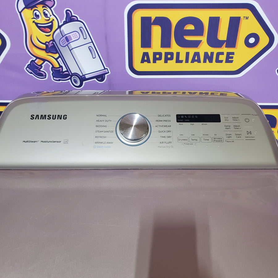 Samsung High Efficiency Extra Large ( 5.4-cu ft ) Top-Load Washer with Steam Cycle in Champagne WA54R7600AC - Certified Refurbished and Samsung 7.4-cu ft Vented Electric Dryer with Steam Cycle in Champagne DVE54R7600C - Certified Refurbished