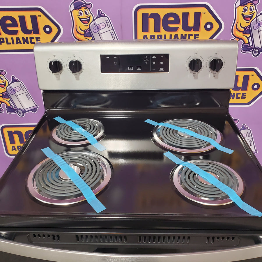 Whirlpool Stainless Steel 4.8 cu. ft. Electric Range with Keep Warm Setting and Large Oven Window WFC150M0JS - Open Box